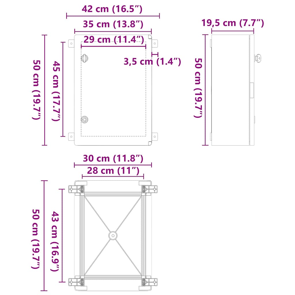 Steuerungsschrank Grau 42 x 19,5 x 50 cm ABS Kunststoff