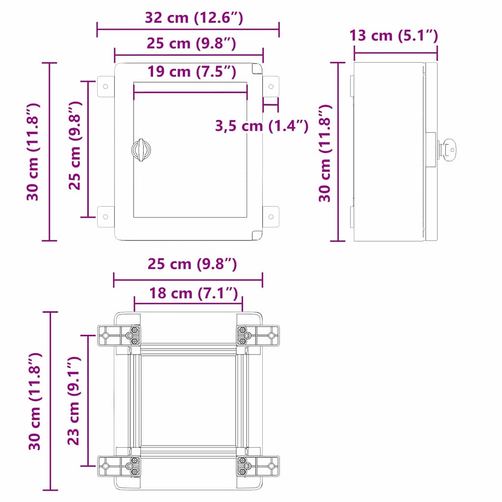 Steuerungsschrank Grau 32 x 13 x 30 cm ABS Kunststoff
