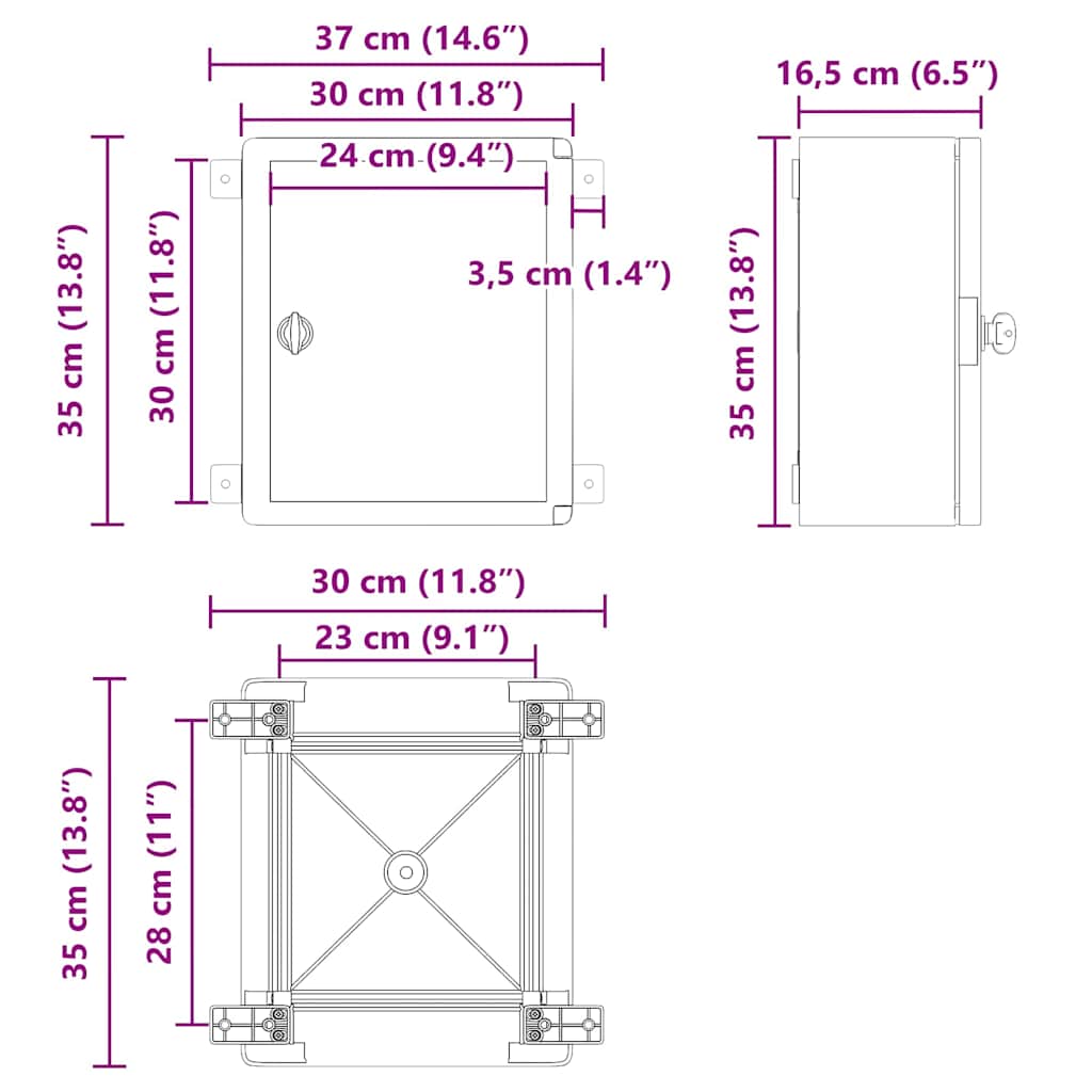 Steuerungsschrank Grau 37 x 16,5 x 35 cm ABS Kunststoff