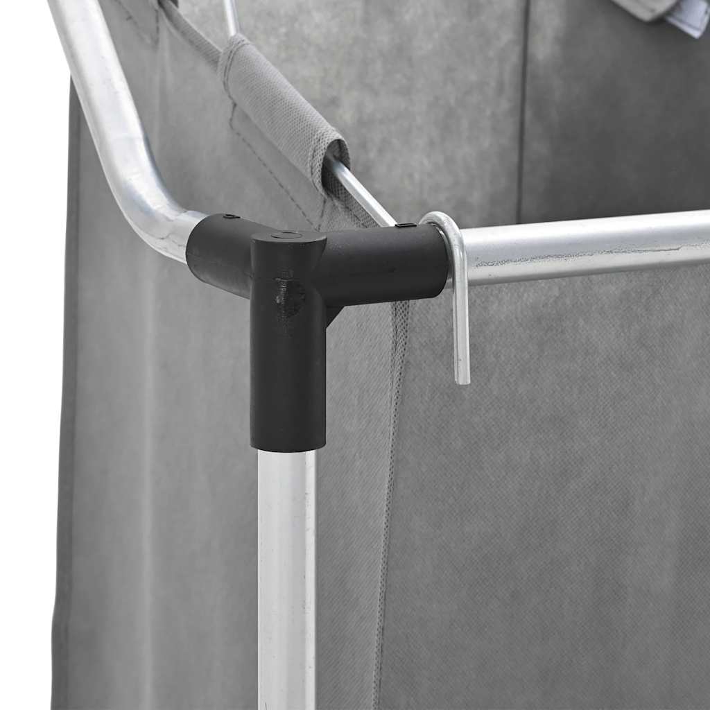 Wäschekorb mit Rollen 3 Fächer Grau