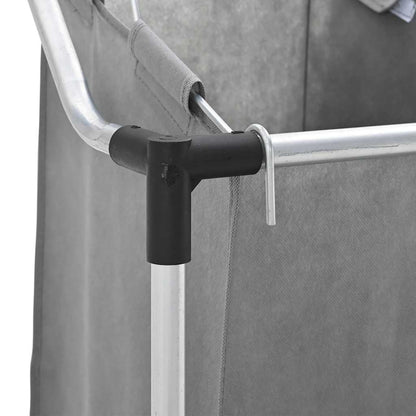 Wäschekorb mit Rollen 3 Fächer Grau