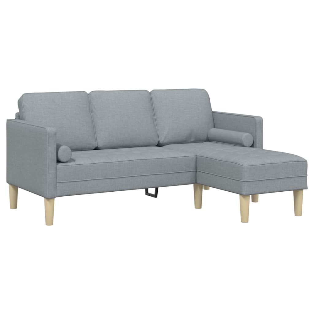 Sofa Set mit Kissen Hellgrau Polyester
