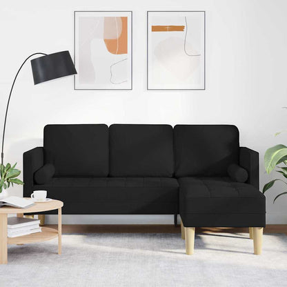 vidaXL Sofa Set mit Kissen Schwarz Polyester