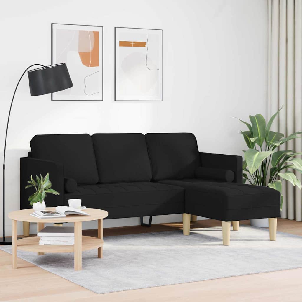 vidaXL Sofa Set mit Kissen Schwarz Polyester