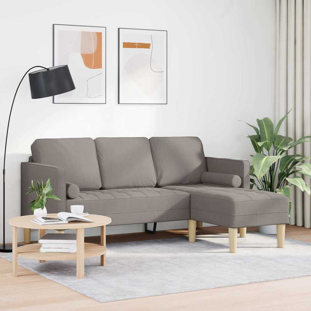 vidaXL Sofa Set mit Kissen Taupe 173 x 131 x 67 cm Polyester