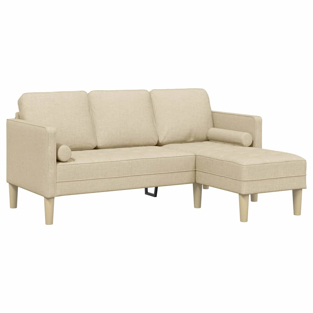 Sofa Set mit Kissen Creme Polyester