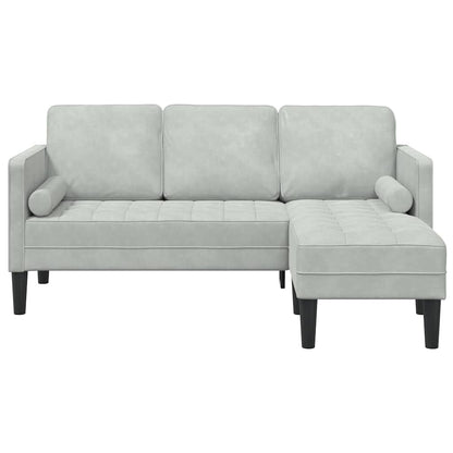 Sofa Set mit Kissen Hellgrau Polyester
