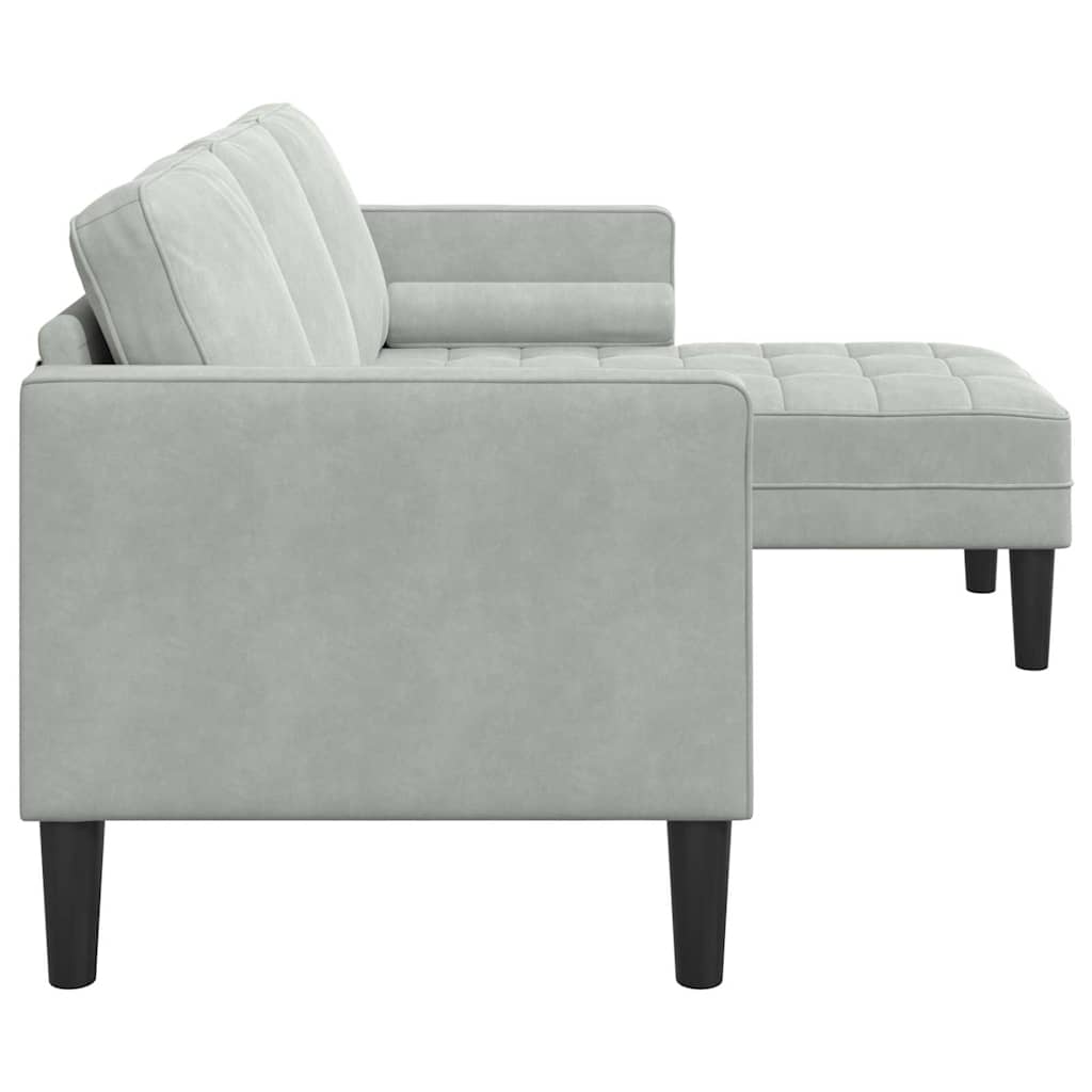 Sofa Set mit Kissen Hellgrau Polyester