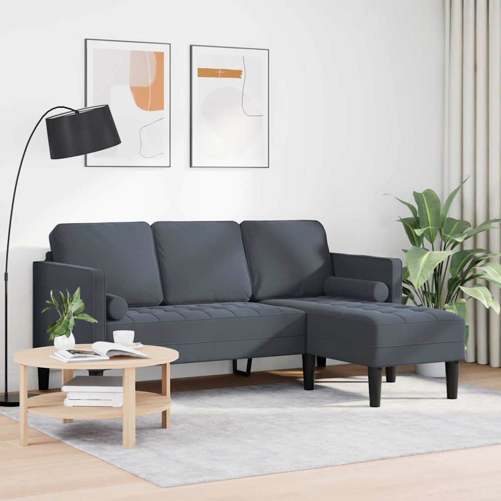 vidaXL Sofa Set mit Kissen Dunkelgrau Polyester