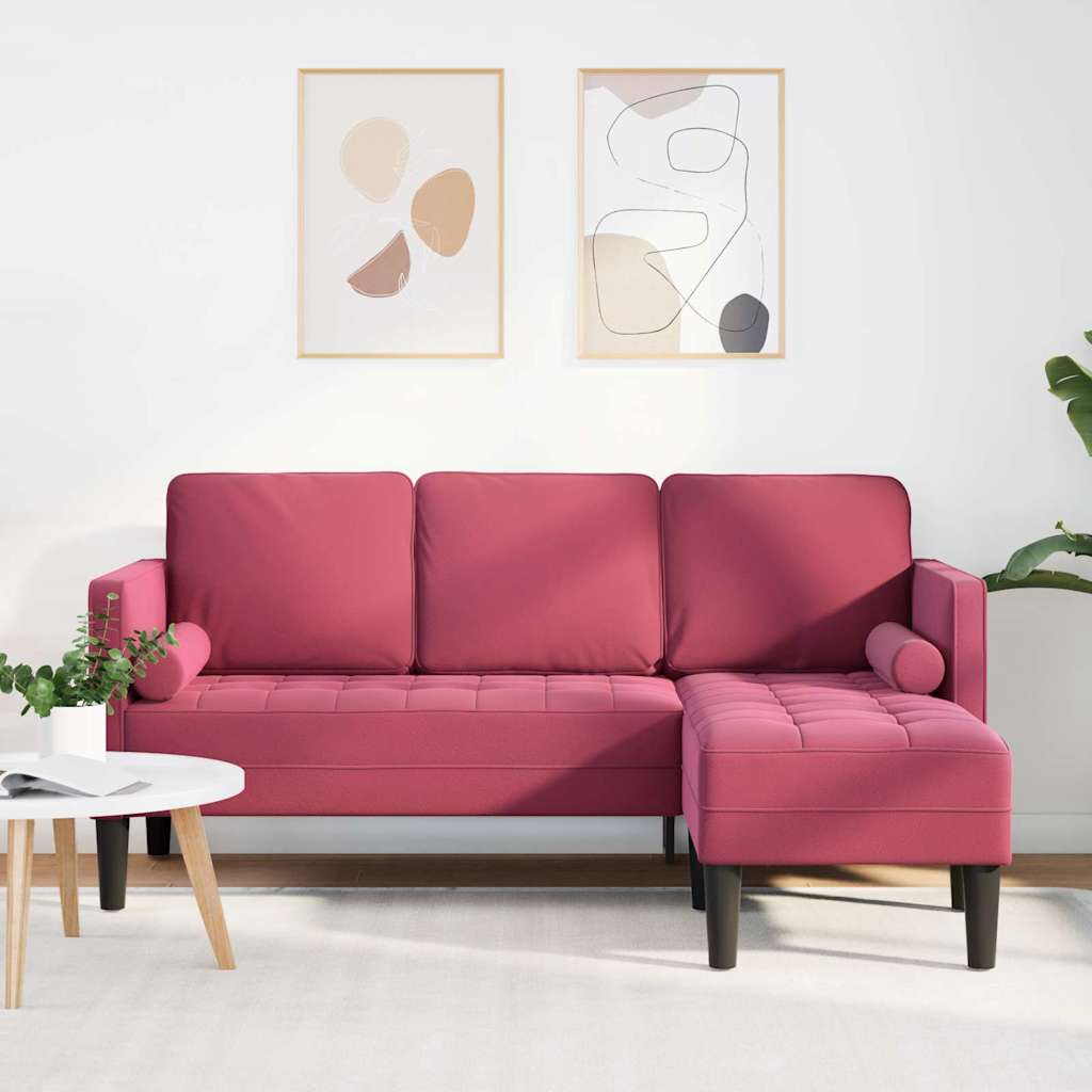 vidaXL Sofa Set mit Kissen Weinrot Polyester