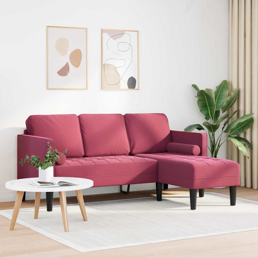 vidaXL Sofa Set mit Kissen Weinrot Polyester