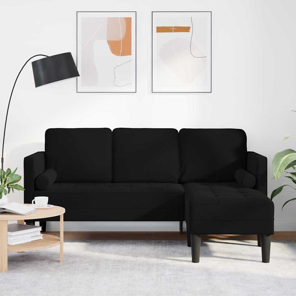 vidaXL Sofa Set mit Kissen Schwarz Polyester
