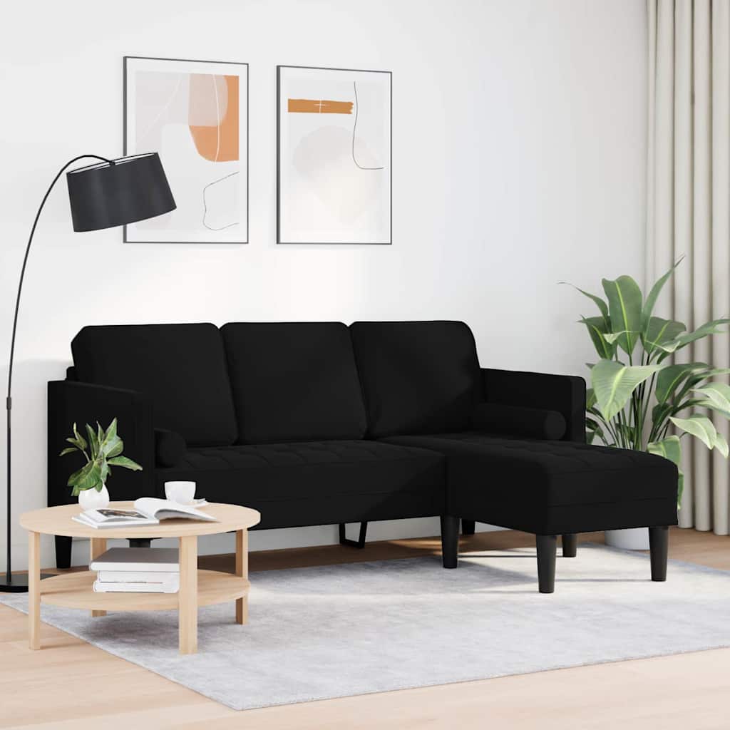 vidaXL Sofa Set mit Kissen Schwarz Polyester