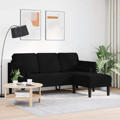 vidaXL Sofa Set mit Kissen Schwarz Polyester