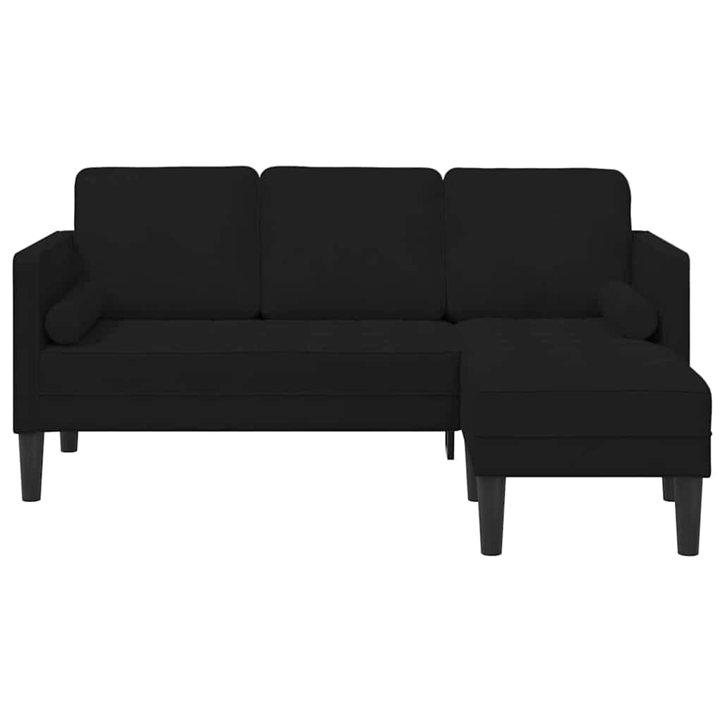 vidaXL Sofa Set mit Kissen Schwarz Polyester