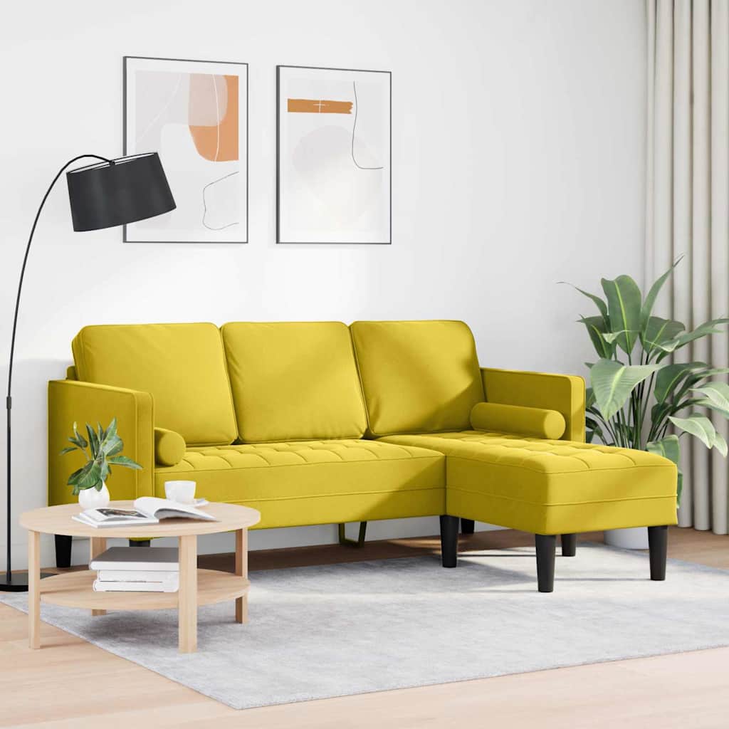 vidaXL Sofa Set mit Kissen Gelb Polyester