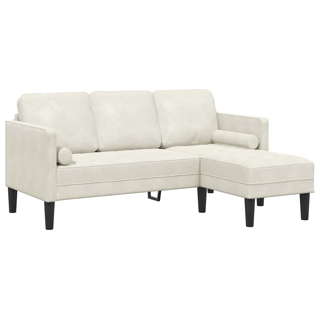 Sofa Set mit Kissen Creme Polyester