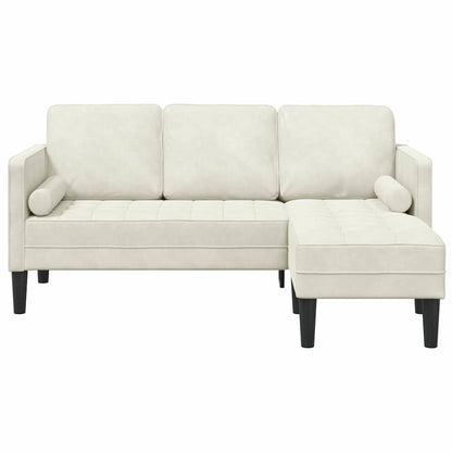 Sofa Set mit Kissen Creme Polyester