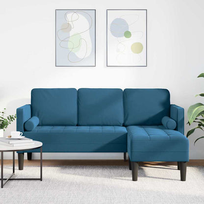 vidaXL Sofa Set mit Kissen Blau Polyester