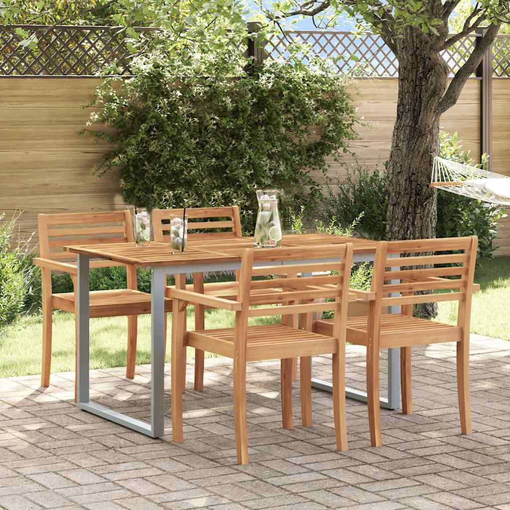 vidaXL Gartentisch Grau 140 x 80 x 75 cm Massivholz Akazie