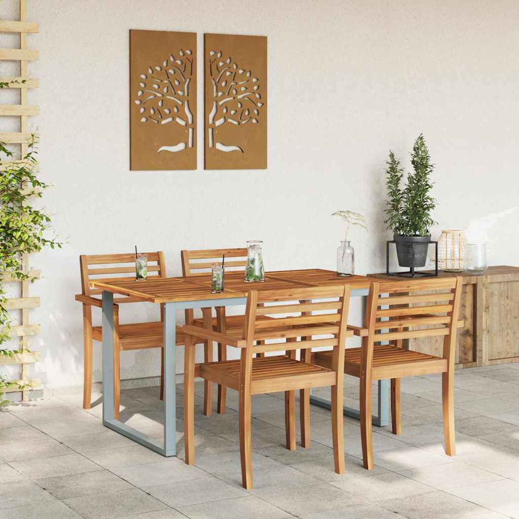 vidaXL Gartentisch Grau 140 x 80 x 75 cm Massivholz Akazie
