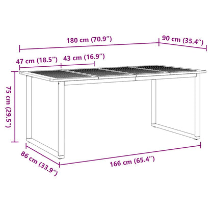 Gartentisch Grau 180 x 90 x 75 cm Massivholz Akazie