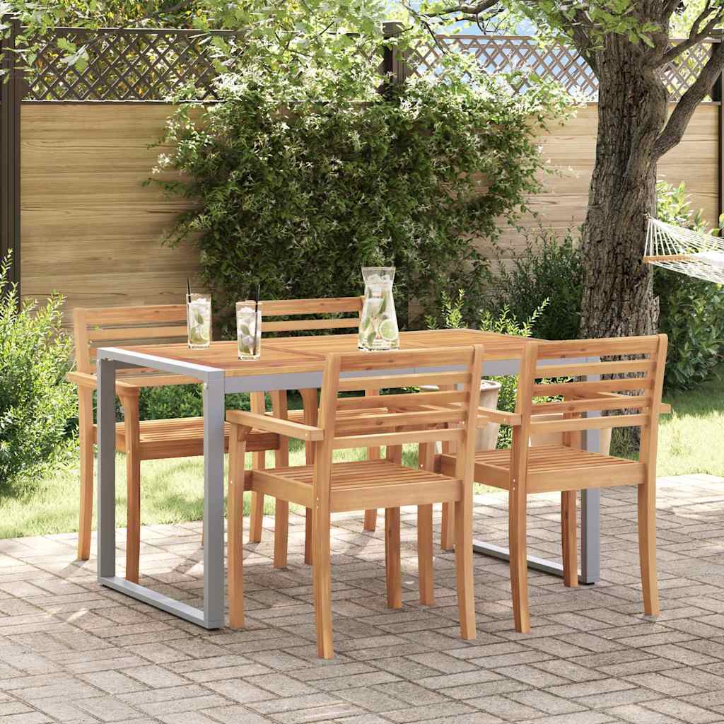 vidaXL Gartentisch Grau 140 x 80 x 75 cm Massivholz Akazie