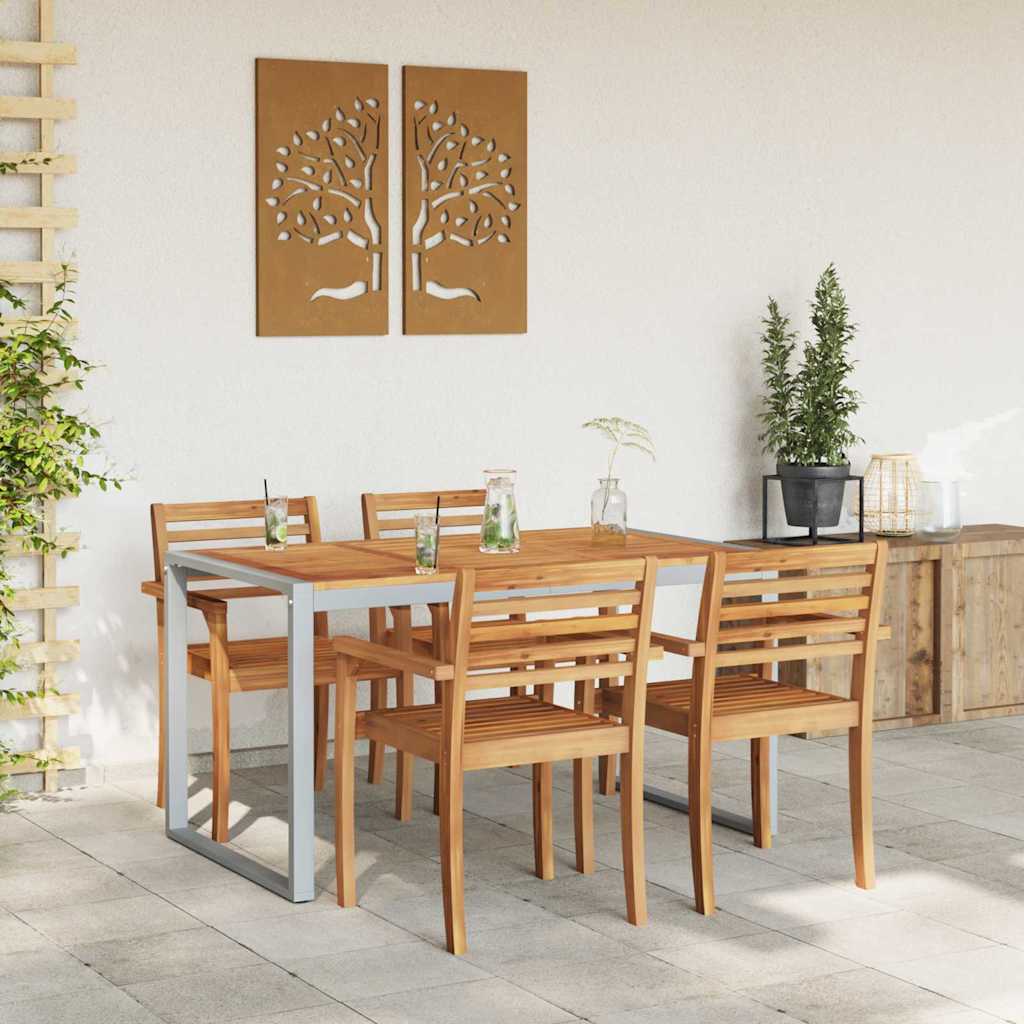 vidaXL Gartentisch Grau 140 x 80 x 75 cm Massivholz Akazie