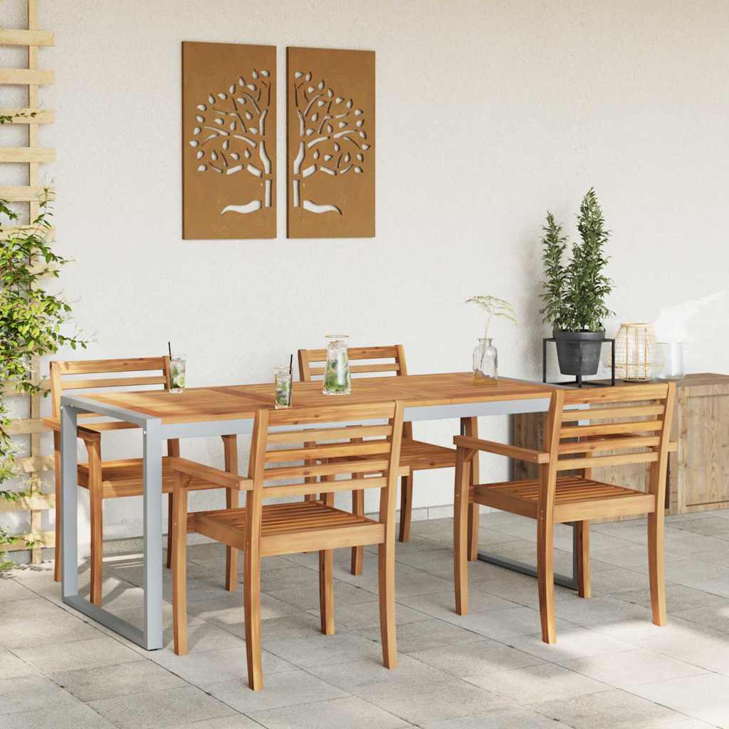 vidaXL Gartentisch Grau 180 x 90 x 75 cm Massivholz Akazie