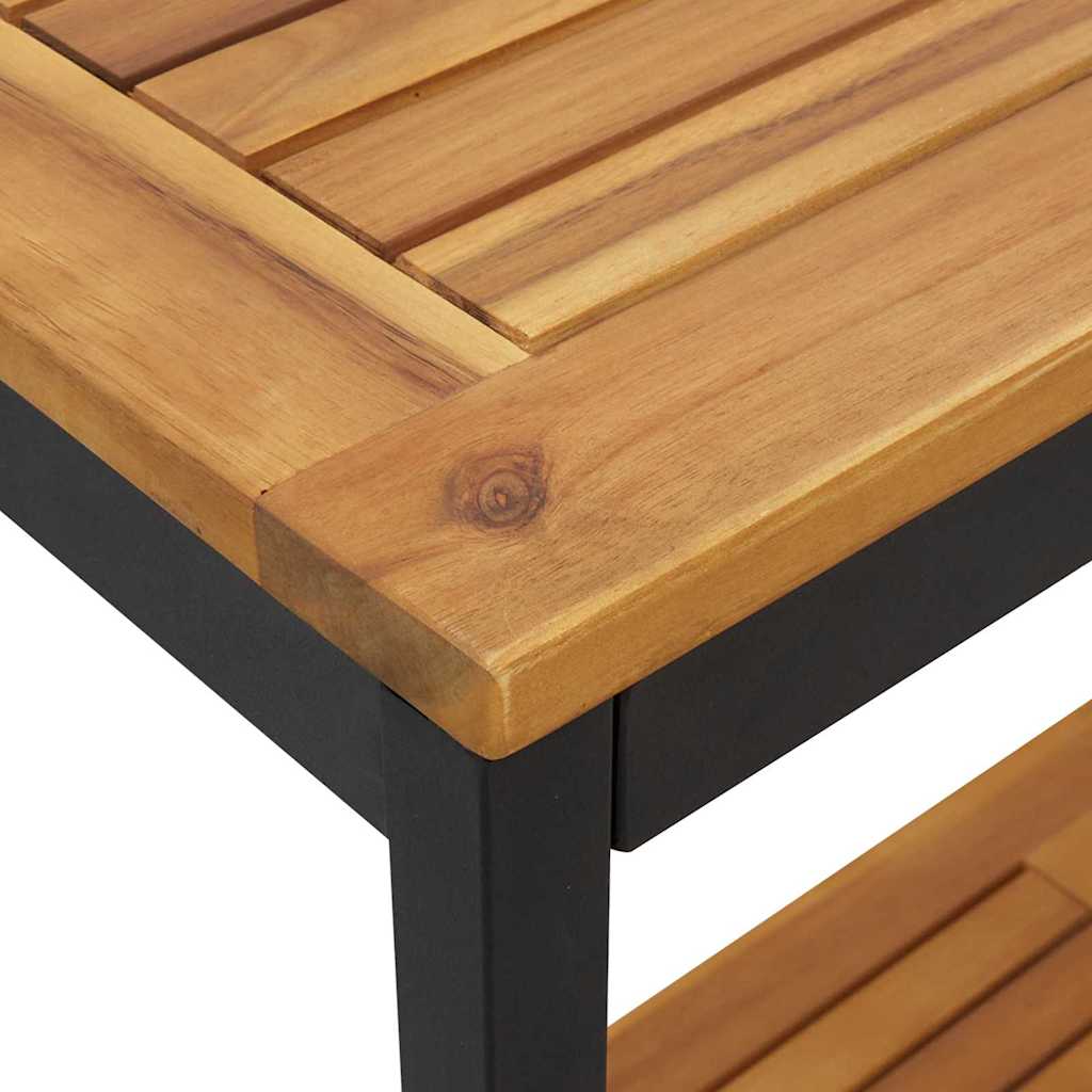 vidaXL Tisch für Outdoor Natürlich und Schwarz 80 x 35 x 75 cm
