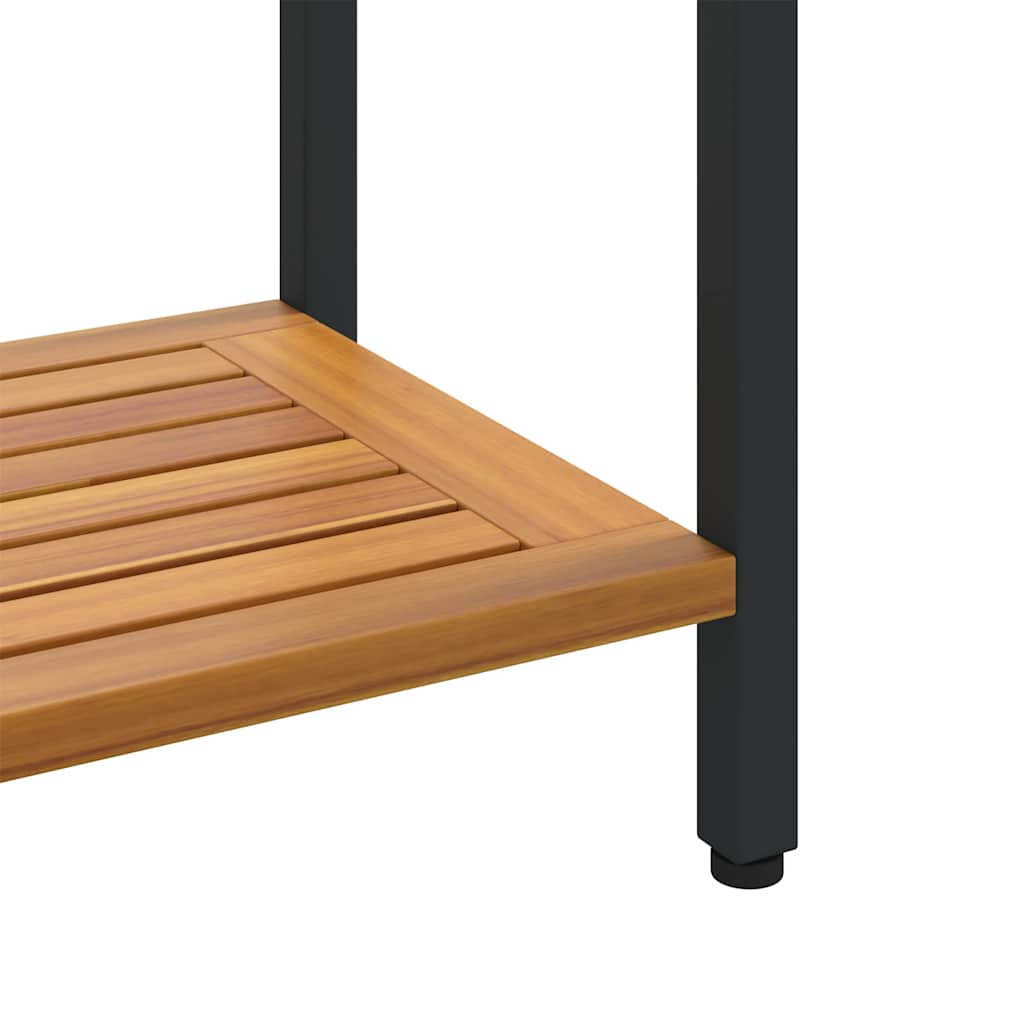 vidaXL Tisch für Outdoor Natürlich und Schwarz 80 x 35 x 75 cm