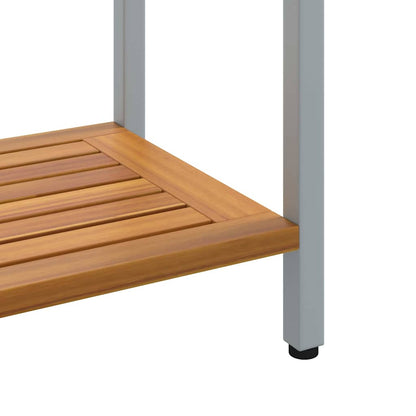 vidaXL Tisch für Outdoor mit Regal Natürlich und Grau 80 x 35 x 75 cm