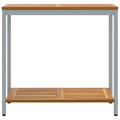 vidaXL Tisch für Outdoor mit Regal Natürlich und Grau 80 x 35 x 75 cm