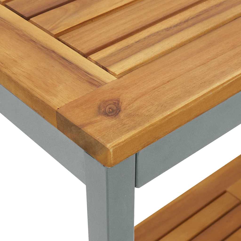 vidaXL Tisch für Outdoor mit Regal Natürlich und Grau 110 x 35 x 75 cm