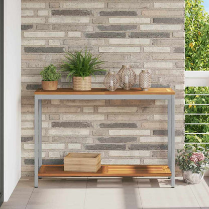 vidaXL Tisch für Outdoor mit Regal Natürlich und Grau 110 x 35 x 75 cm