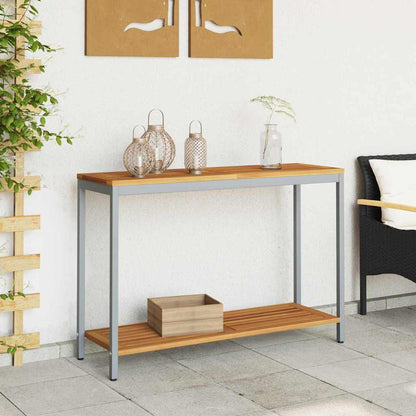 vidaXL Tisch für Outdoor mit Regal Natürlich und Grau 110 x 35 x 75 cm