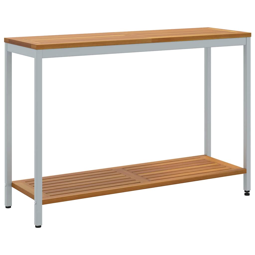 vidaXL Tisch für Outdoor mit Regal Natürlich und Grau 110 x 35 x 75 cm