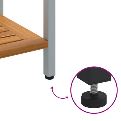 vidaXL Tisch für Outdoor mit Regal Natürlich und Grau 110 x 35 x 75 cm
