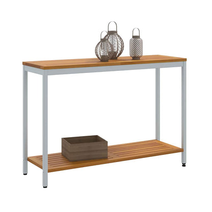 vidaXL Tisch für Outdoor mit Regal Natürlich und Grau 110 x 35 x 75 cm