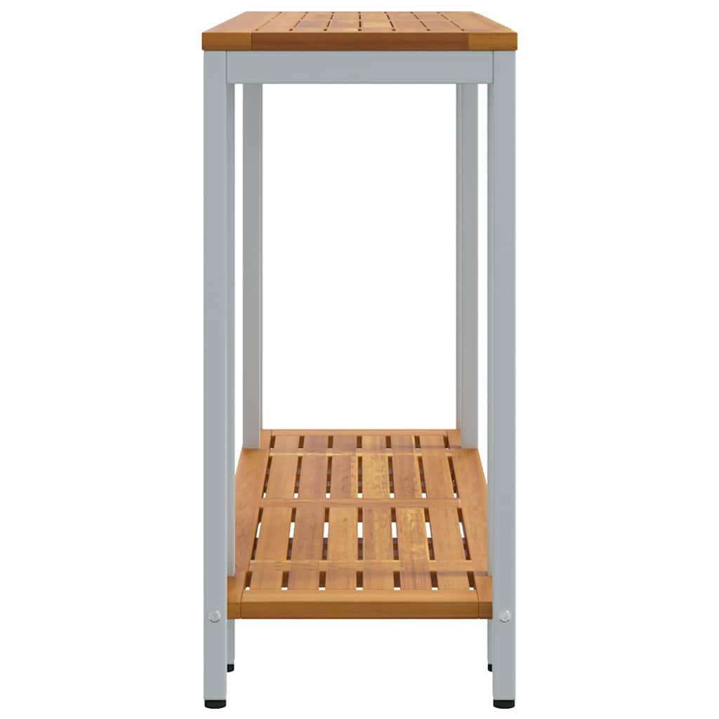 vidaXL Tisch für Outdoor mit Regal Natürlich und Grau 110 x 35 x 75 cm