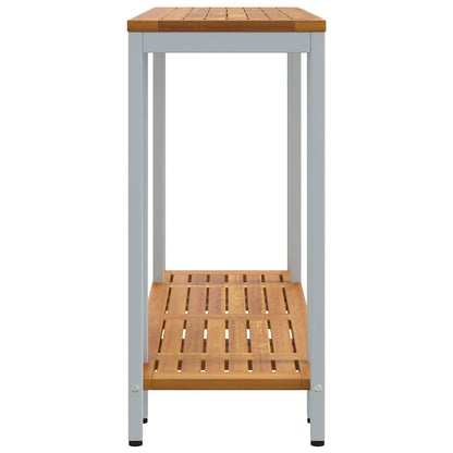 vidaXL Tisch für Outdoor mit Regal Natürlich und Grau 110 x 35 x 75 cm
