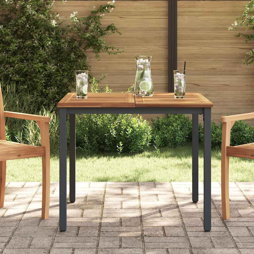 vidaXL Tisch für Outdoor Natürlich und Schwarz 90 x 90 x 75 cm