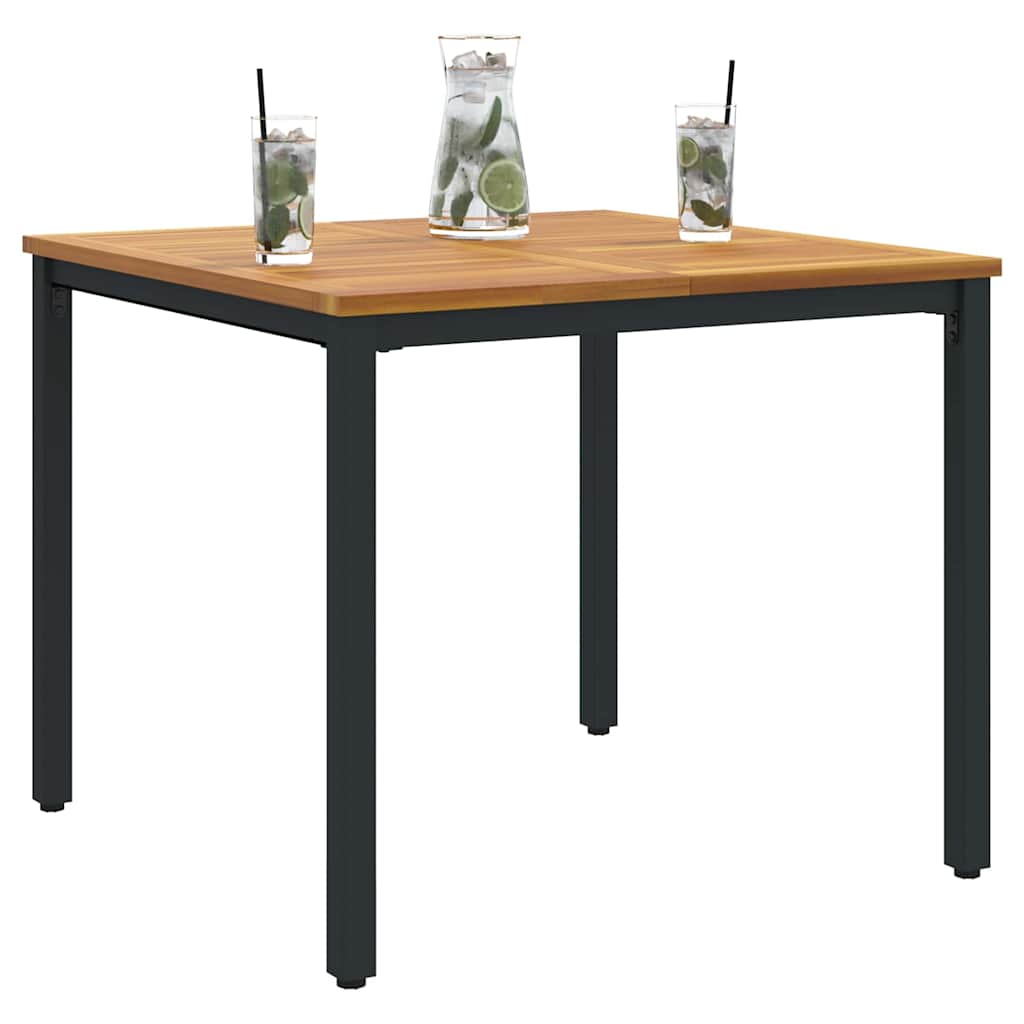 vidaXL Tisch für Outdoor Natürlich und Schwarz 90 x 90 x 75 cm
