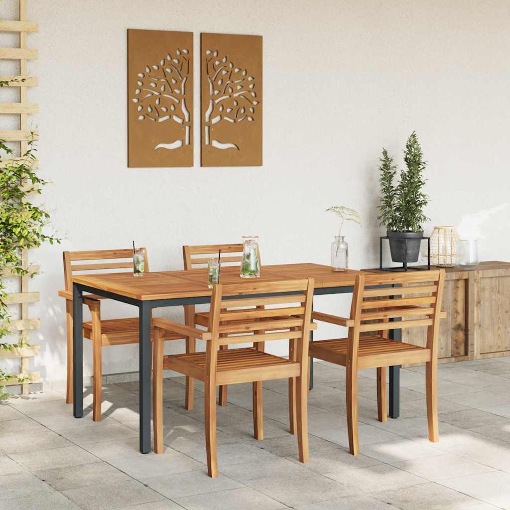 vidaXL Tisch für Outdoor Natürlich und Schwarz 150 x 90 x 75 cm