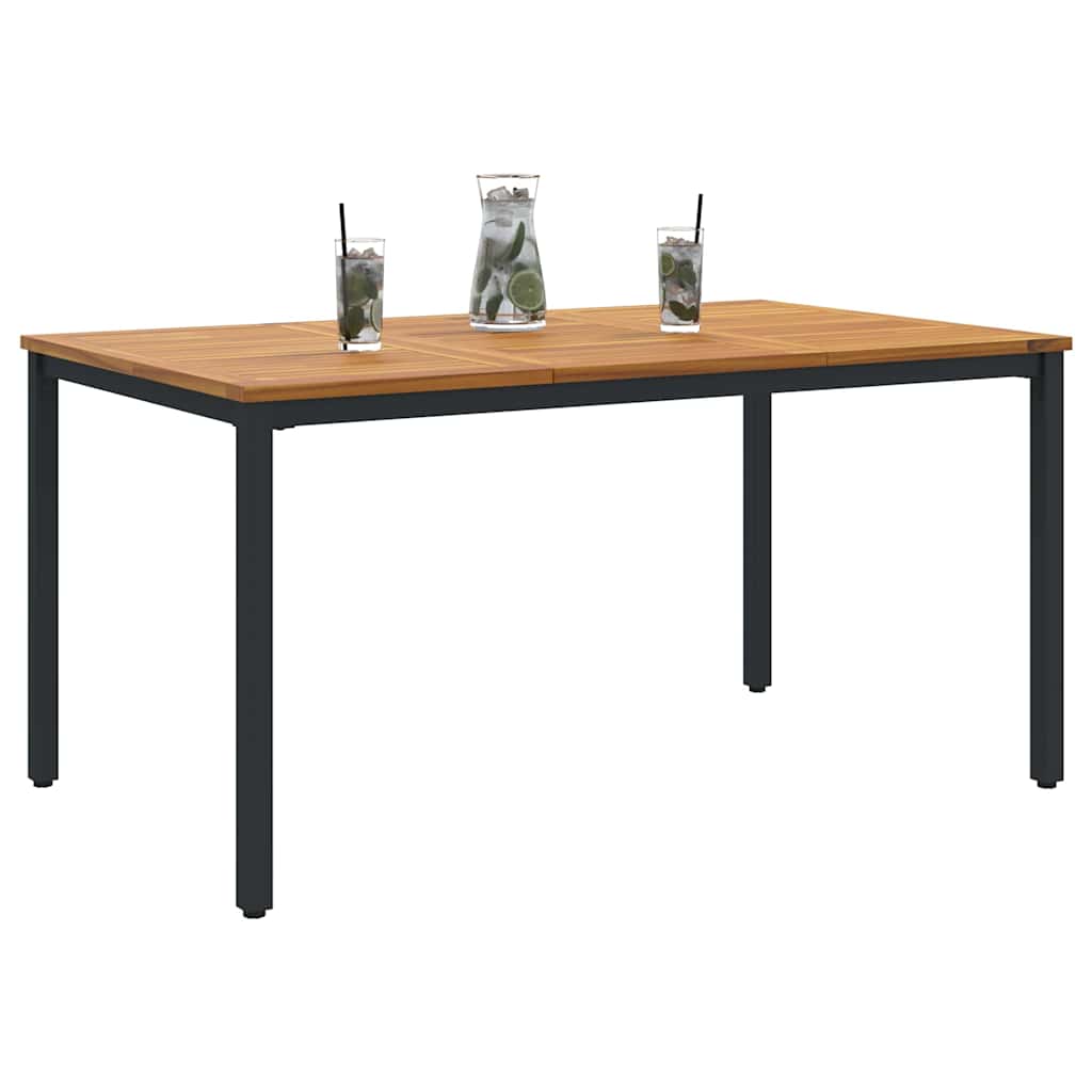 vidaXL Tisch für Outdoor Natürlich und Schwarz 150 x 90 x 75 cm