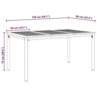 vidaXL Tisch für Outdoor Natürlich und Schwarz 150 x 90 x 75 cm