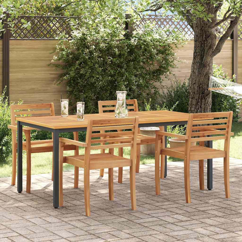 vidaXL Tisch für Outdoor Natürlich und Schwarz 180 x 90 x 75 cm