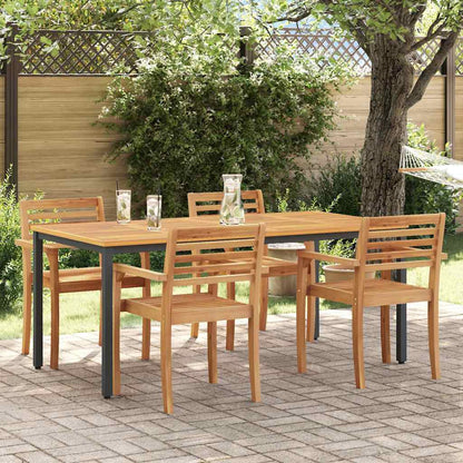 vidaXL Tisch für Outdoor Natürlich und Schwarz 180 x 90 x 75 cm