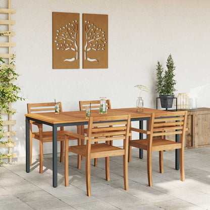 vidaXL Tisch für Outdoor Natürlich und Schwarz 180 x 90 x 75 cm