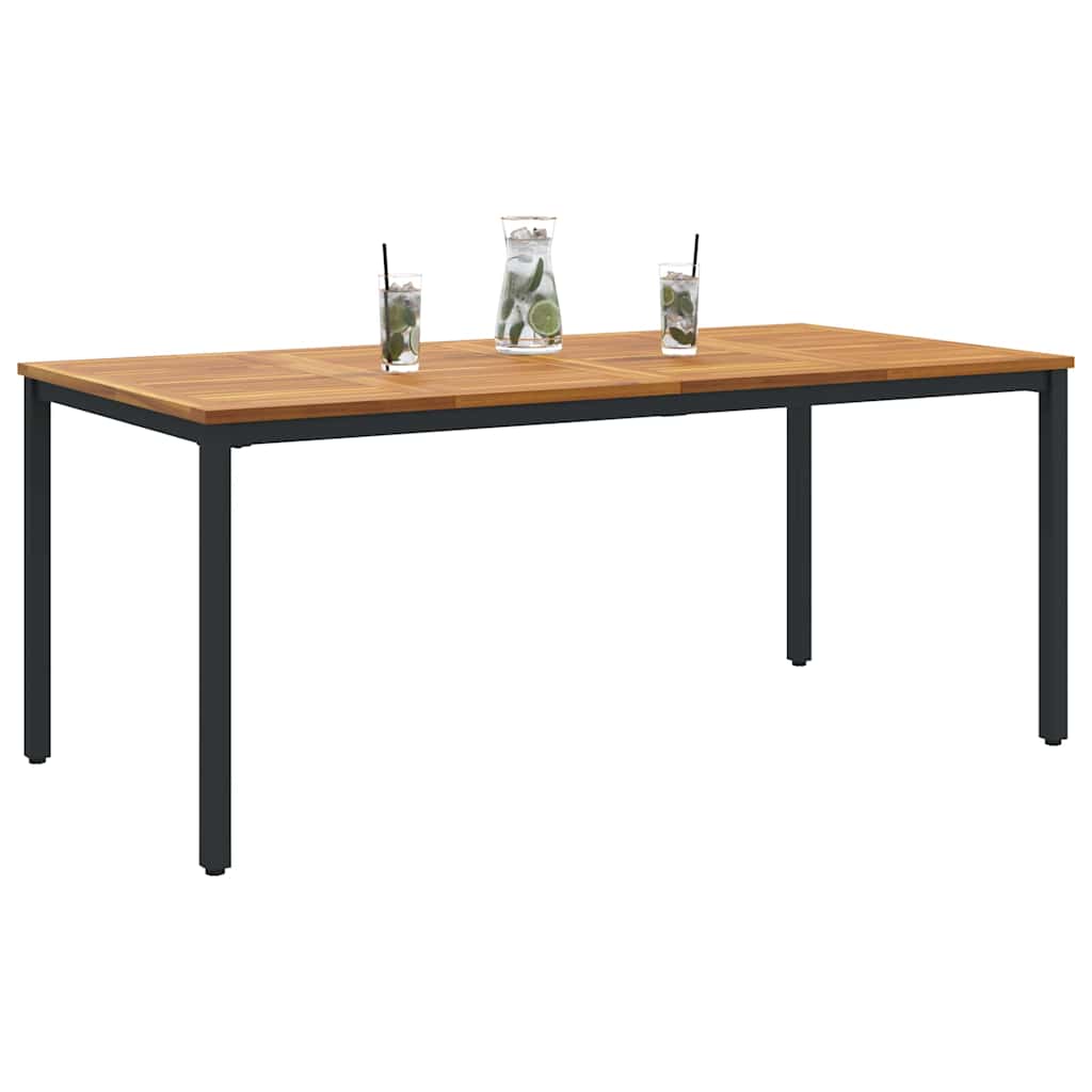 vidaXL Tisch für Outdoor Natürlich und Schwarz 180 x 90 x 75 cm